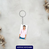 Acrylic Personalized Photo Potrait corner hook Keychain (Front & Back)