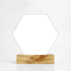 Acrylic Hexagon Photo Wood Stand