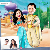 Aladdin And Jasmine Couple Caricature Art