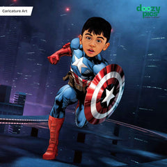 Avengers Captain America as a Kid Caricature Art