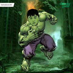 Avengers Hulk as a Kid Caricature Art