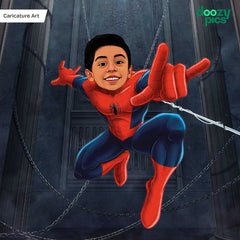 Avengers Spiderman as a Kid Caricature Art