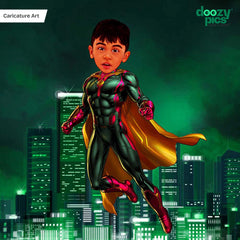 Avengers Superman as a Kid Caricature Art