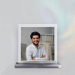 Acrylic Personalized Square Shape Car Dashboard Photo Stand (Front & Back)