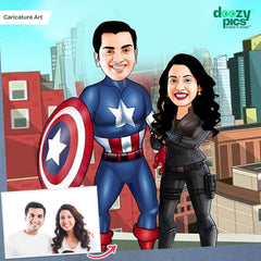 Captain America Couple Caricature Art