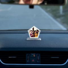 Acrylic Personalized Pentagon Shape Car Dashboard Photo Stand (Front & Back)