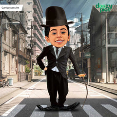 Charlie Chaplin as a Kid Caricature Art