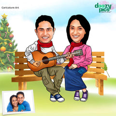 Chilling Couple Caricature Art