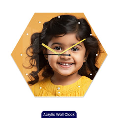 Personalized Acrylic Wall Clock with Hexagon Shape