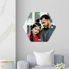 Personalized Acrylic Wall Clock with Hexagon Curve Shape