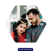 Personalized Acrylic Wall Clock with Hexagon Curve Shape
