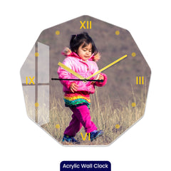 Personalized Acrylic Wall Clock with Nonagon Shape