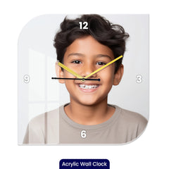 Personalized Acrylic Wall Clock with Square Two Side Curve Shape