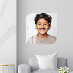 Personalized Acrylic Wall Clock with Square Two Side Curve Shape