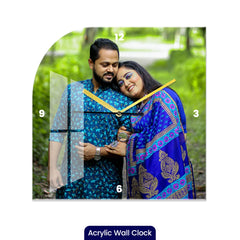 Personalized Acrylic Wall Clock with Square One Side Curve Shape