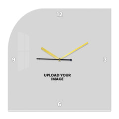 Personalized Acrylic Wall Clock with Square One Side Curve Shape
