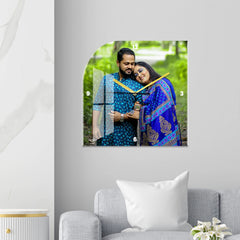 Personalized Acrylic Wall Clock with Square One Side Curve Shape
