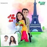 Couple Riding Bicycle Caricature Art