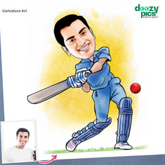 Cricketer Caricature Art