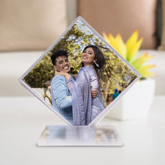 Personalized Diamond-Shaped Crystal Photo Frame