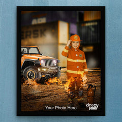 Fireman Kid Print Poster
