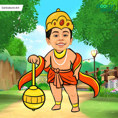 Hanuman as a Kid Caricature Art