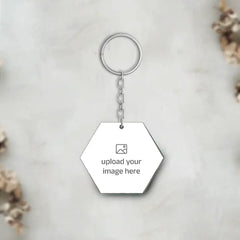 Acrylic Personalized Photo Hexagon Shape Keychain (Front & Back)