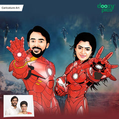 Iron Man Couple Caricature Art