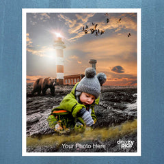 Kid At Lighthouse Print Poster