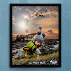 Kid At Lighthouse Print Poster