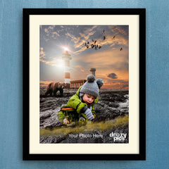 Kid At Lighthouse Print Poster
