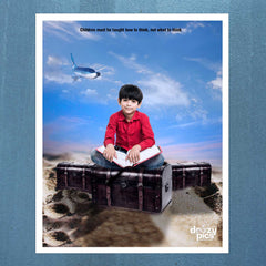 Kid With Aeroplane Print Poster