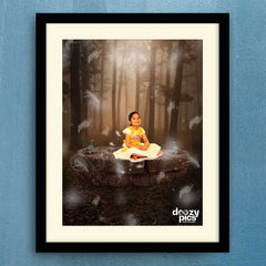 Kid With Feathers Print Poster