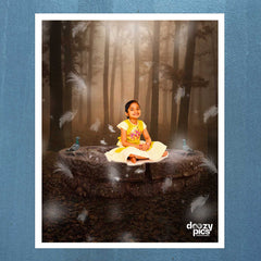 Kid With Feathers Print Poster