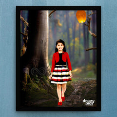 Kid With Sky Lantern Print Poster