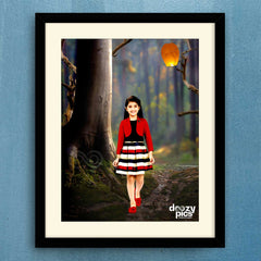 Kid With Sky Lantern Print Poster