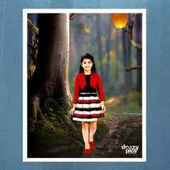 Kid With Sky Lantern Print Poster