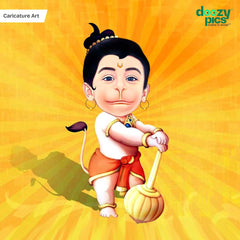 Little Hanuman as a Kid Caricature Art