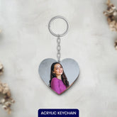 Acrylic Personalized Photo Heart Shape Keychain (Front & Back)