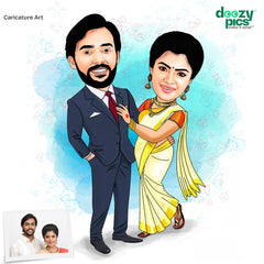 Modern Couple Caricature Art