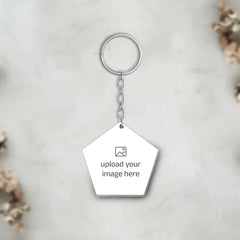 Acrylic Personalized Photo Pentagon Shape Keychain (Front & Back)