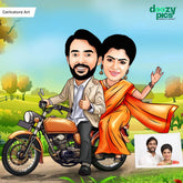 Personalised Couple Bike Riding Caricature