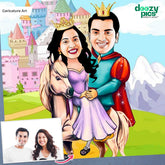 Prince And Princess Couple Caricature Art