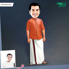 South Indian Men Traditional Caricature