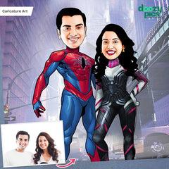 Spiderman Couple Caricature Art