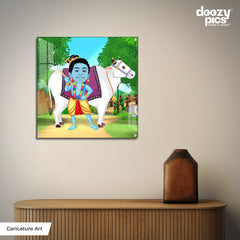 Krishna as a Kid Caricature Art