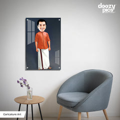 South Indian Men Traditional Caricature