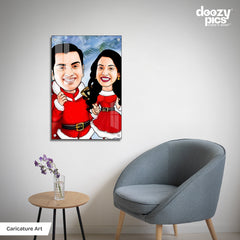 Santa Couple Caricature Art