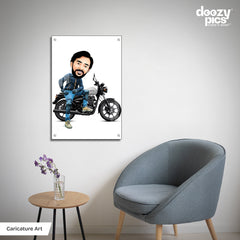 Royal Enfield Bike Rider Caricature Art