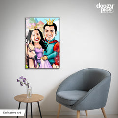 Prince And Princess Couple Caricature Art